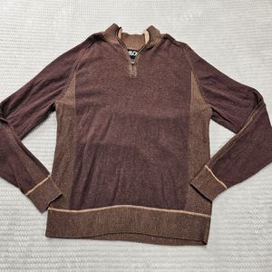 Men's Carbon Brown 1/4 Zip Sweater Size Large some‎ fading